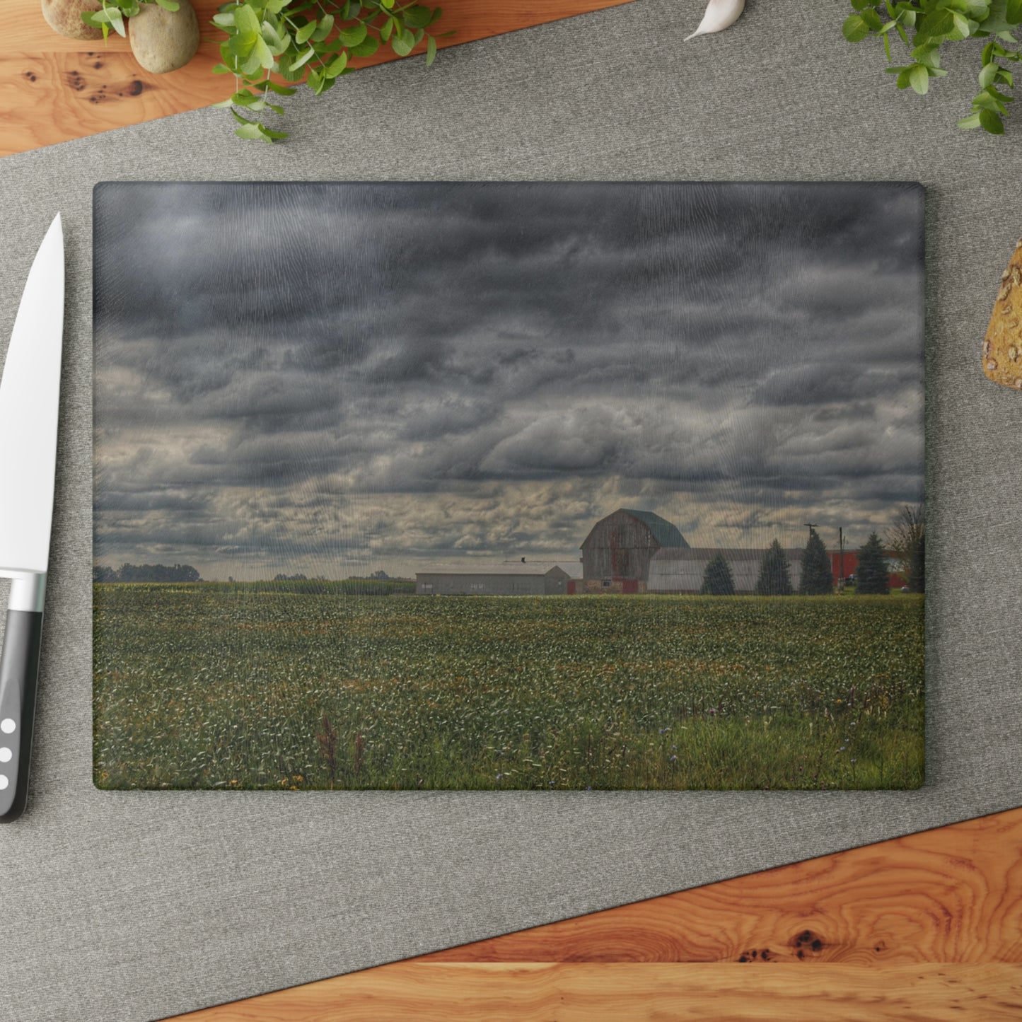 U R There Photography Early Fall on the Farm Rustic Farmhouse Tempered-Glass Cutting Board