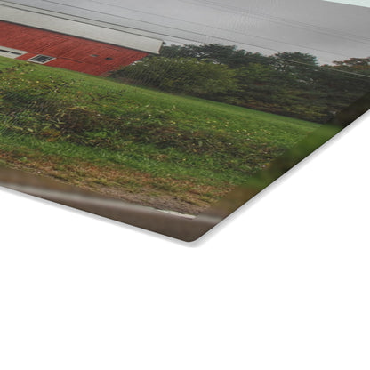 U R There Photography Bronson Lake Road Red Rustic Farmhouse Tempered-Glass Cutting Board