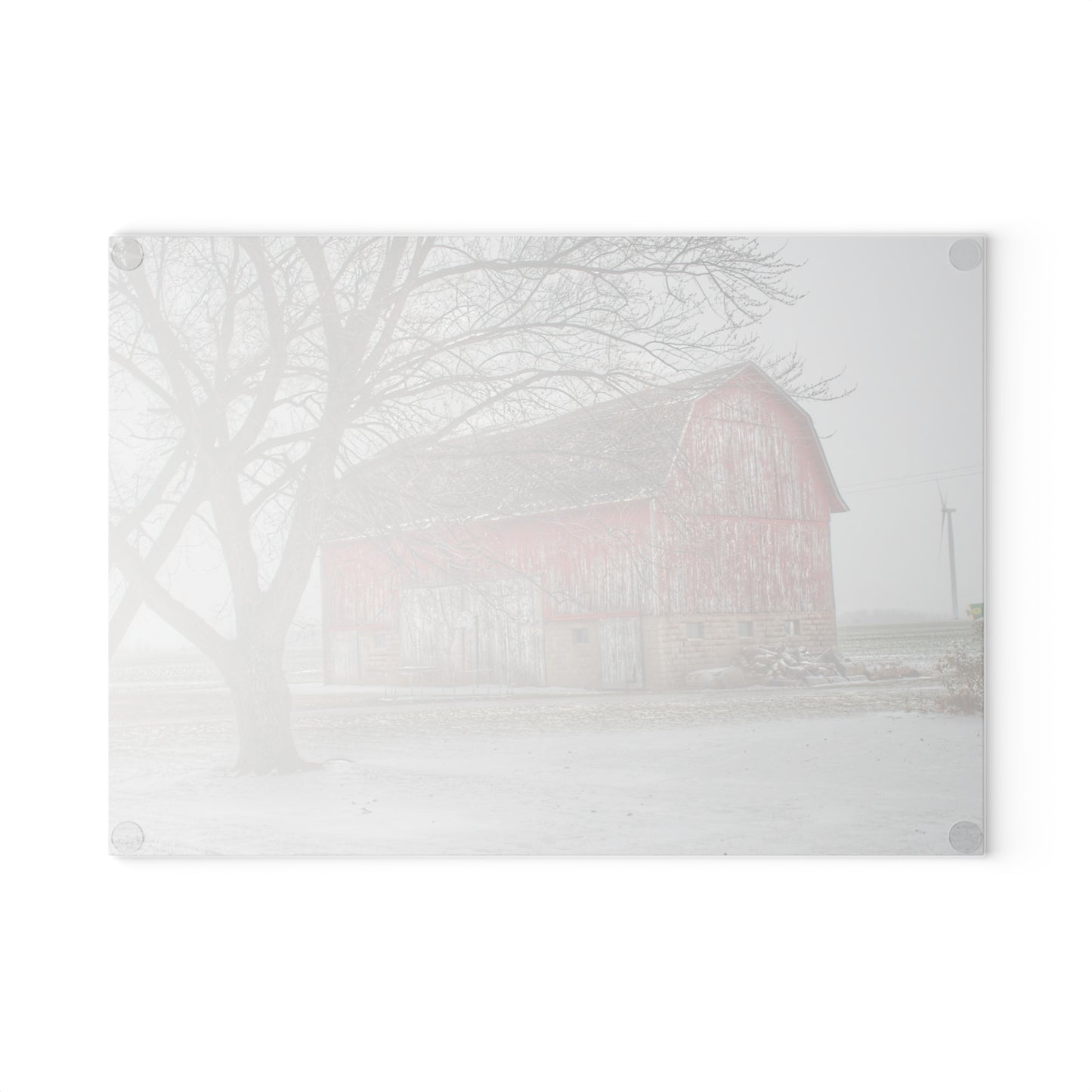 U R There Photography Cumber Road Red I Rustic Farmhouse Tempered-Glass Cutting Board
