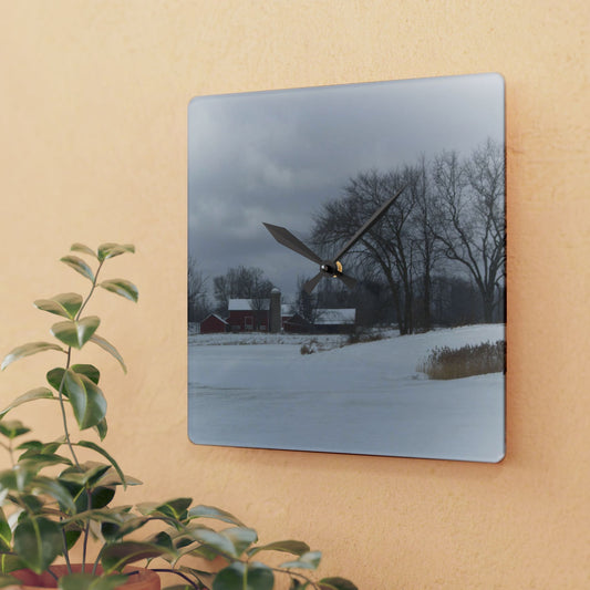 Rustic Farmhouse Wall Clock featuring Across the Field on Sandy Lane II