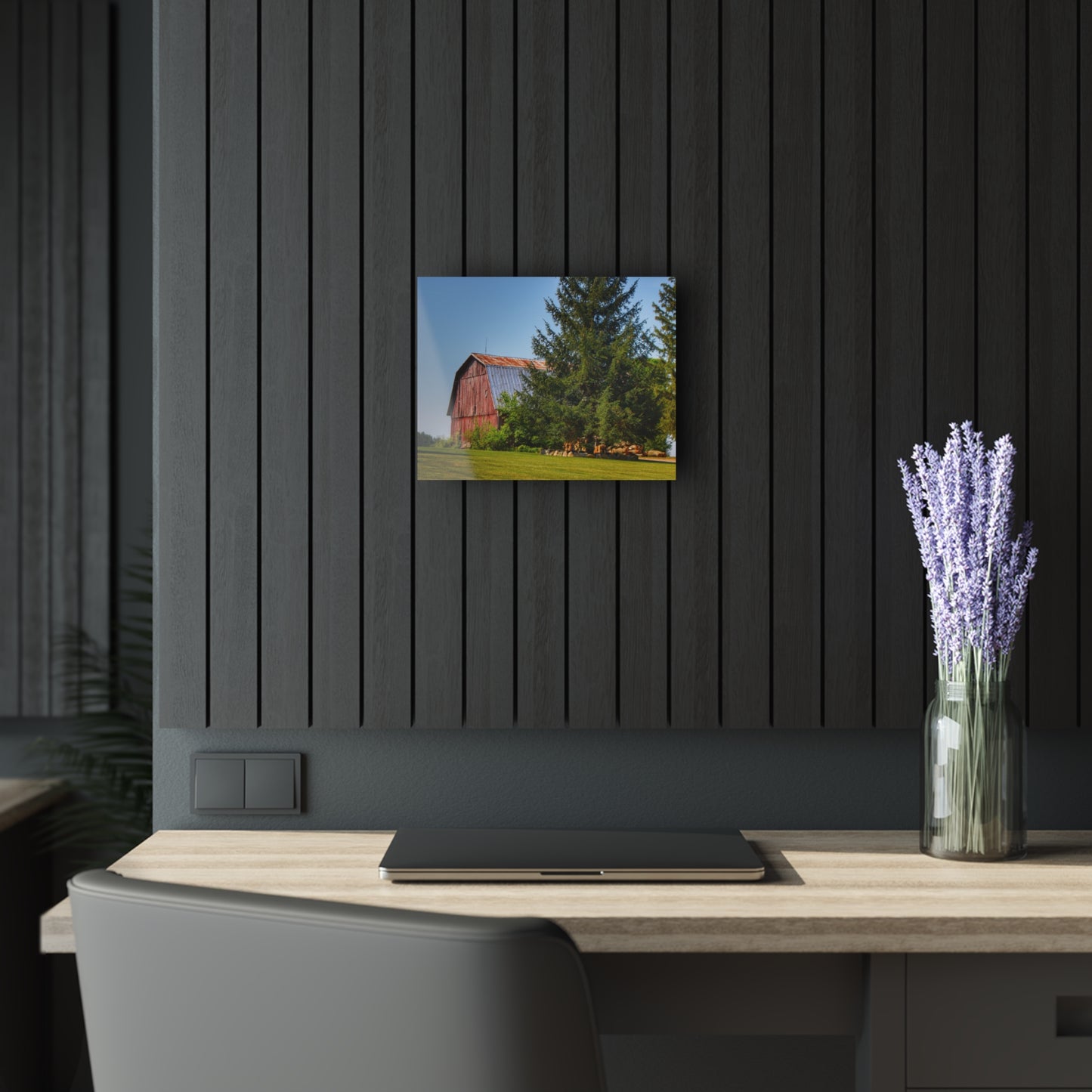 U R There Photography Mushroom Road Hidden Red Rustic Farmhouse Acrylic Wall Print