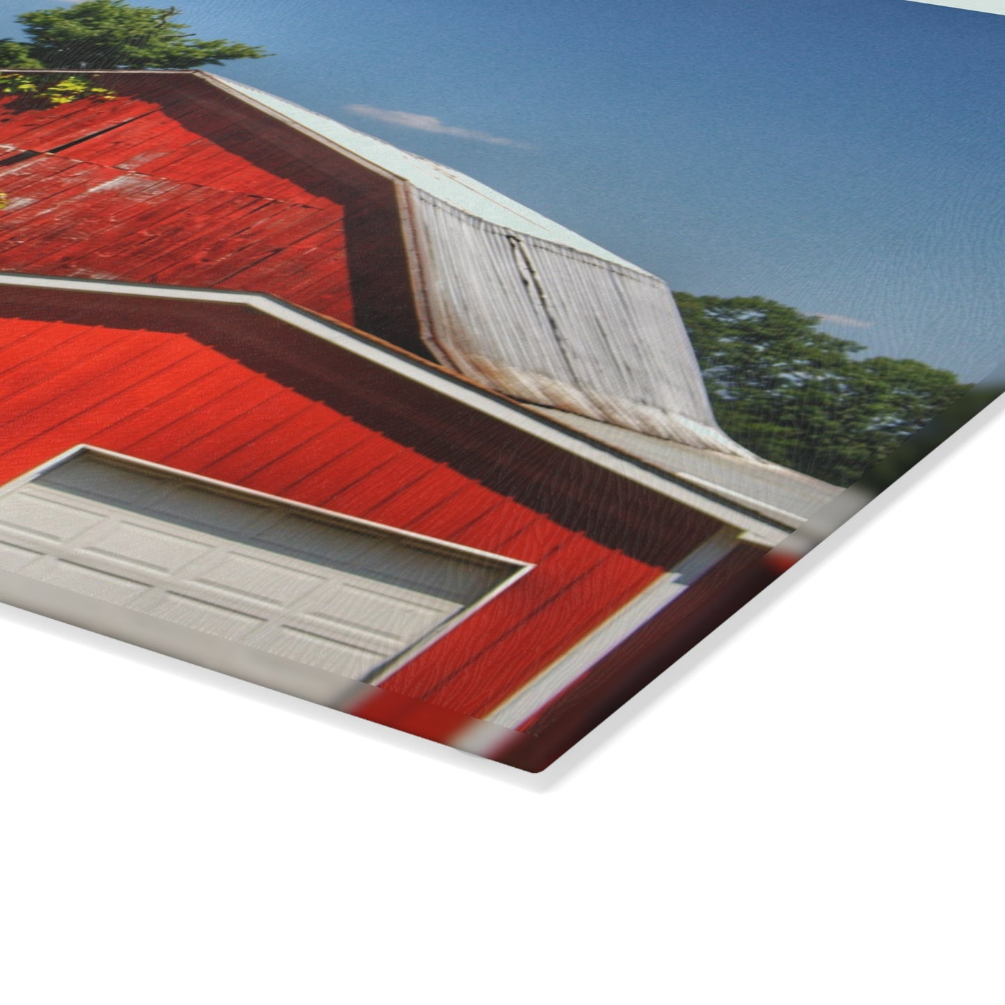 U R There Photography McKeen Lake Road Reds I Rustic Farmhouse Tempered-Glass Cutting Board