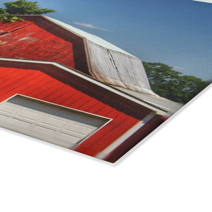 U R There Photography McKeen Lake Road Reds I Rustic Farmhouse Tempered-Glass Cutting Board
