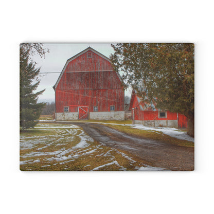 U R There Photography West Barnes Lake Reds Rustic Farmhouse Tempered-Glass Cutting Board