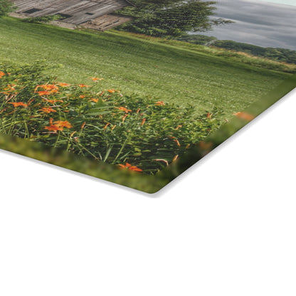 U R There Photography Millington Road Lilly Grey Rustic Farmhouse Tempered-Glass Cutting Board