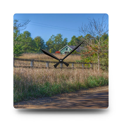 U R There Photography Oakwood Road Hidden Green Rustic Farmhouse Acrylic Analog Wall Clock