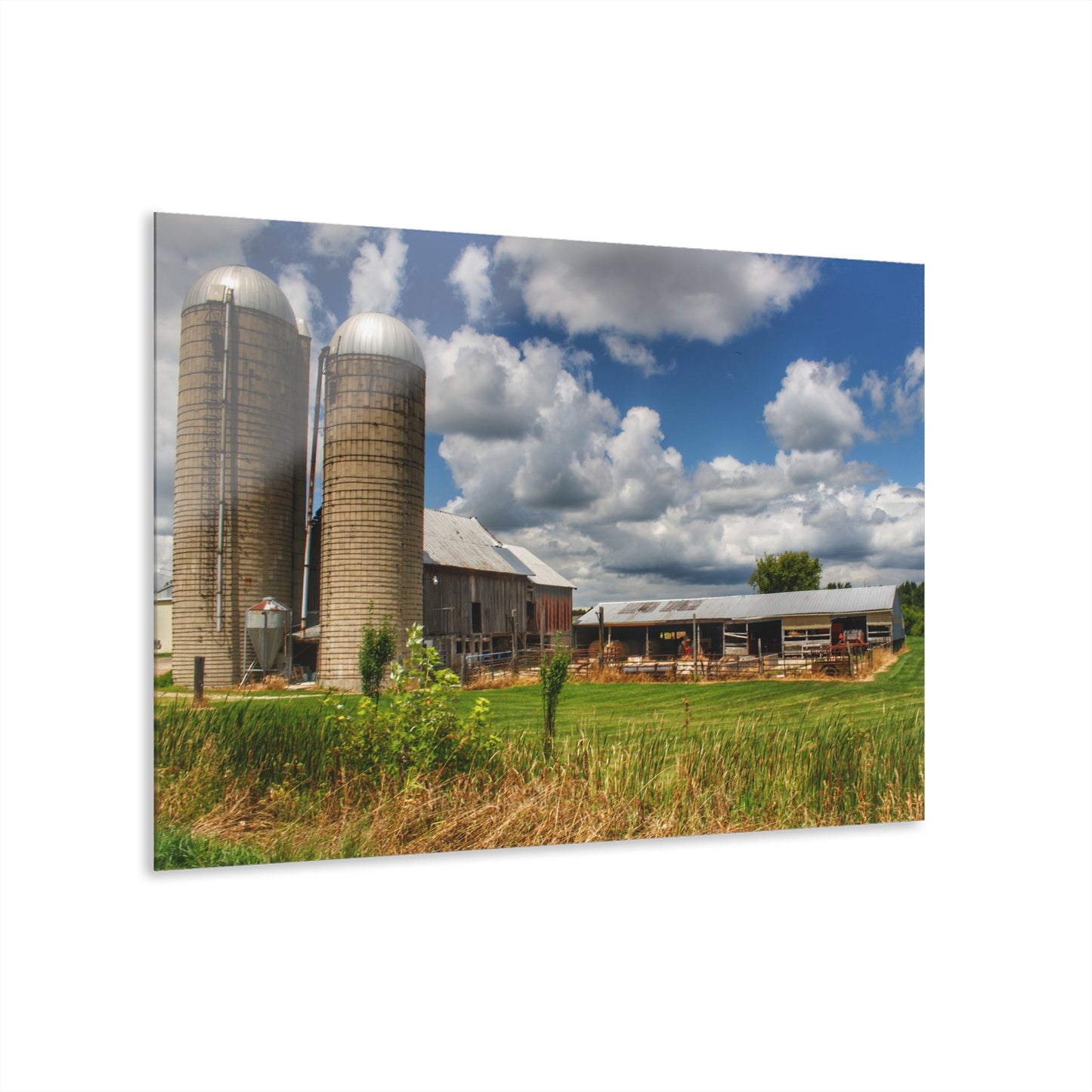 U R There Photography Millington Grey and Silos Rustic Farmhouse Acrylic Wall Print