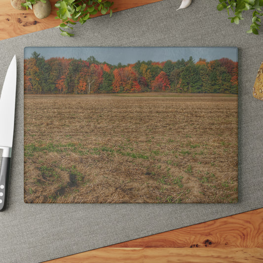 U R There Photography Fall on Murphy Lake III Rustic Farmhouse Tempered-Glass Cutting Board