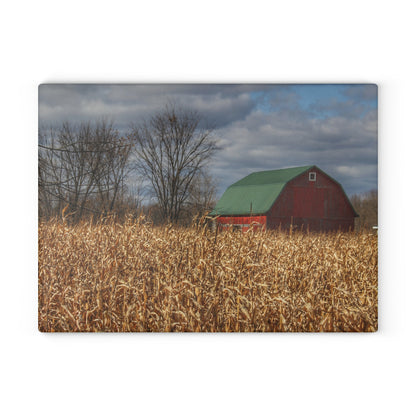 U R There Photography North Force Road Hidden Red Rustic Farmhouse Tempered-Glass Cutting Board