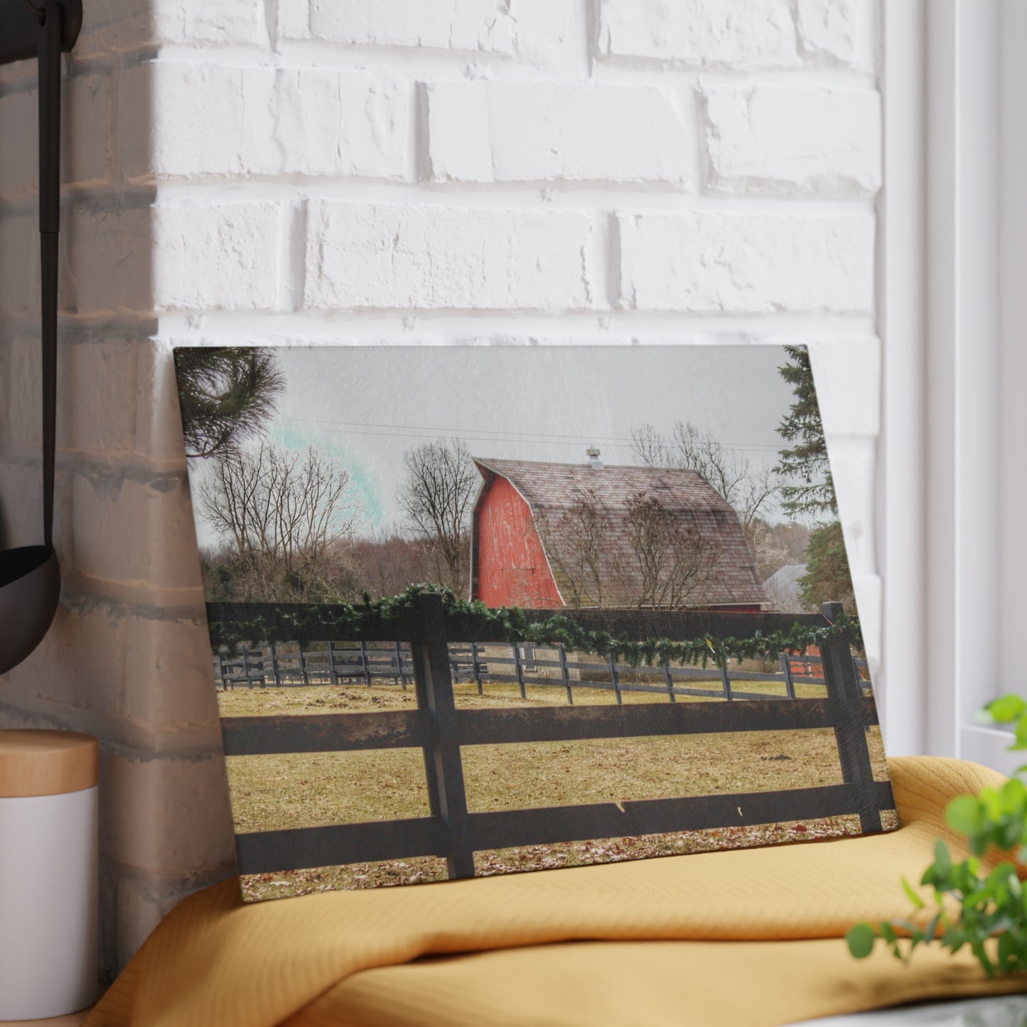U R There Photography Beyond the Fence on Blood Road Rustic Farmhouse Tempered-Glass Cutting Board