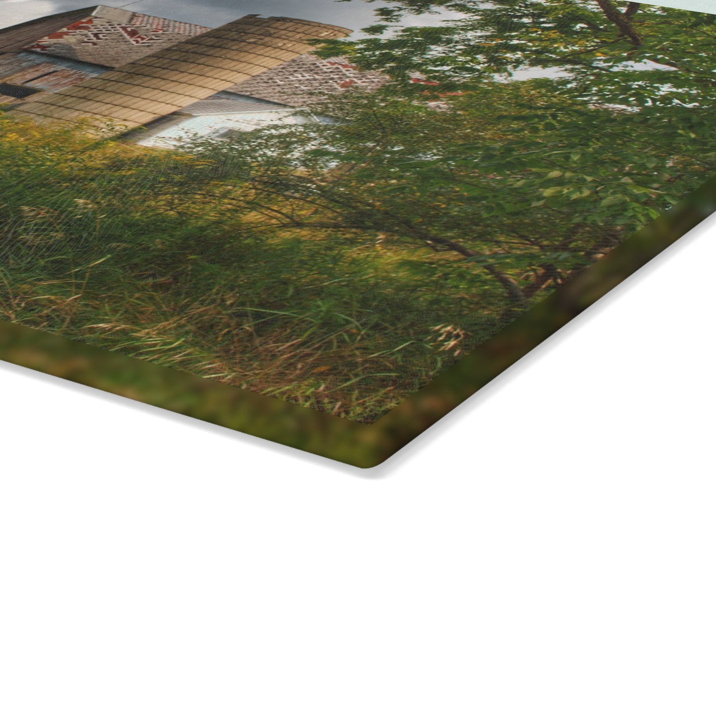 U R There Photography Hill Road Roadside Grey III Rustic Farmhouse Tempered-Glass Cutting Board
