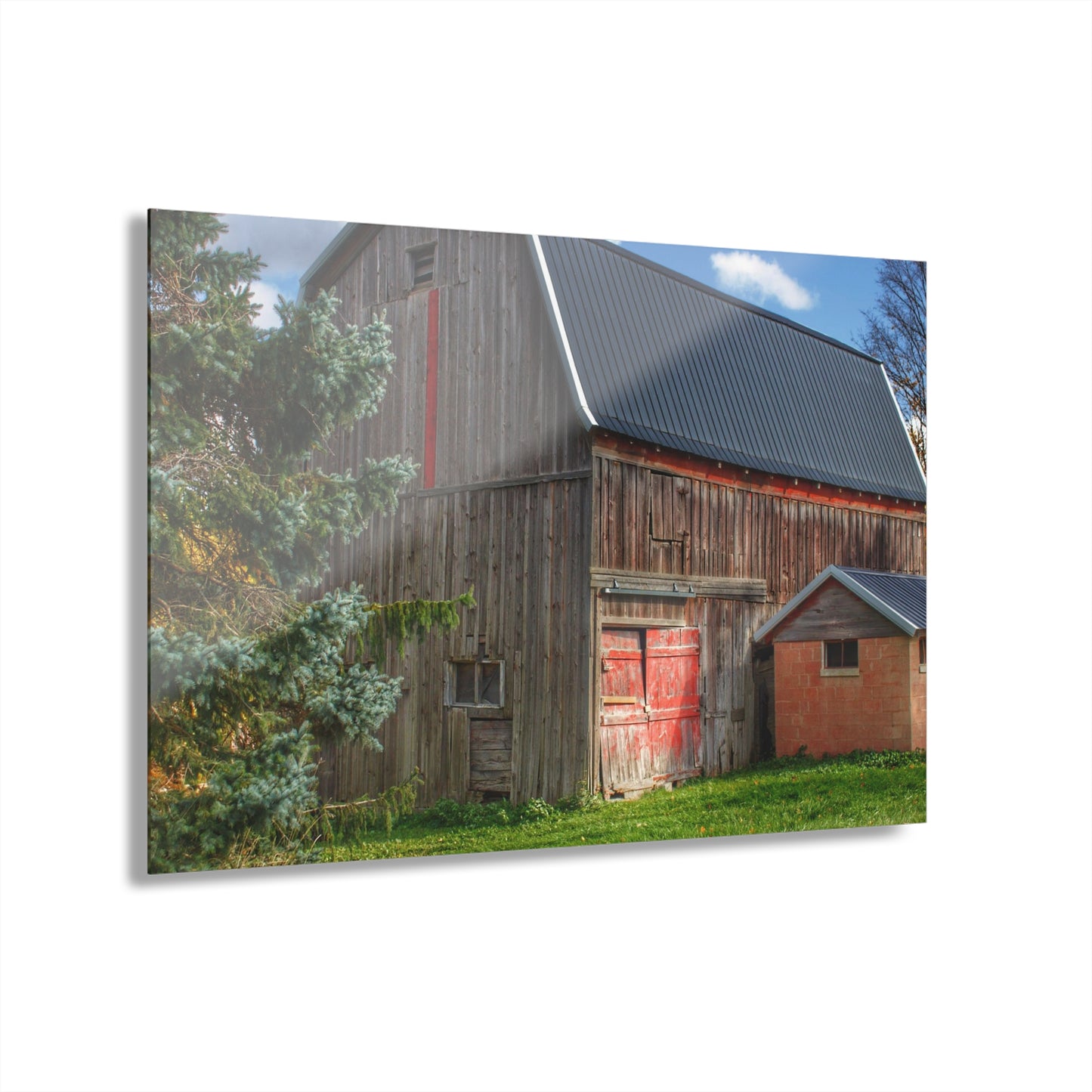 U R There Photography East Leonard Road Red Rustic Farmhouse Acrylic Wall Print