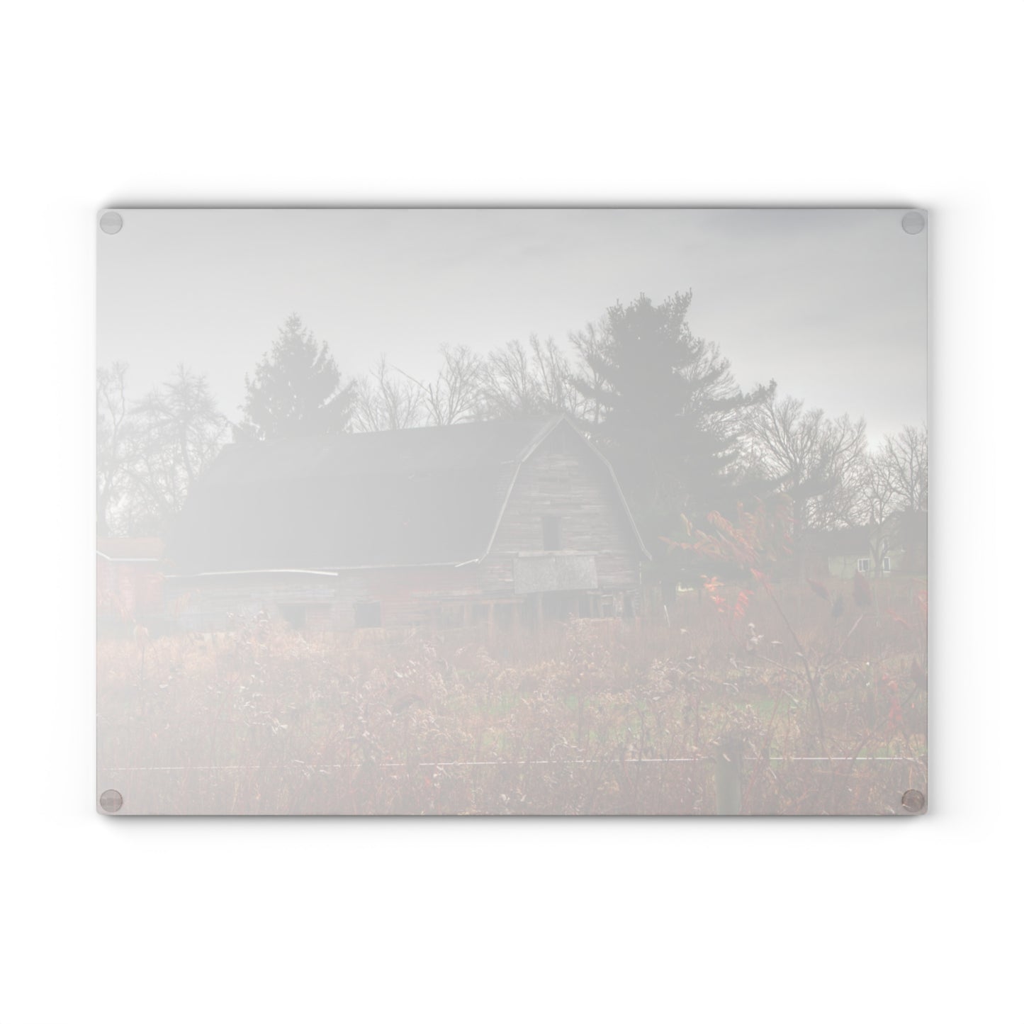 U R There Photography Field Grey and Little Red Rustic Farmhouse Tempered-Glass Cutting Board