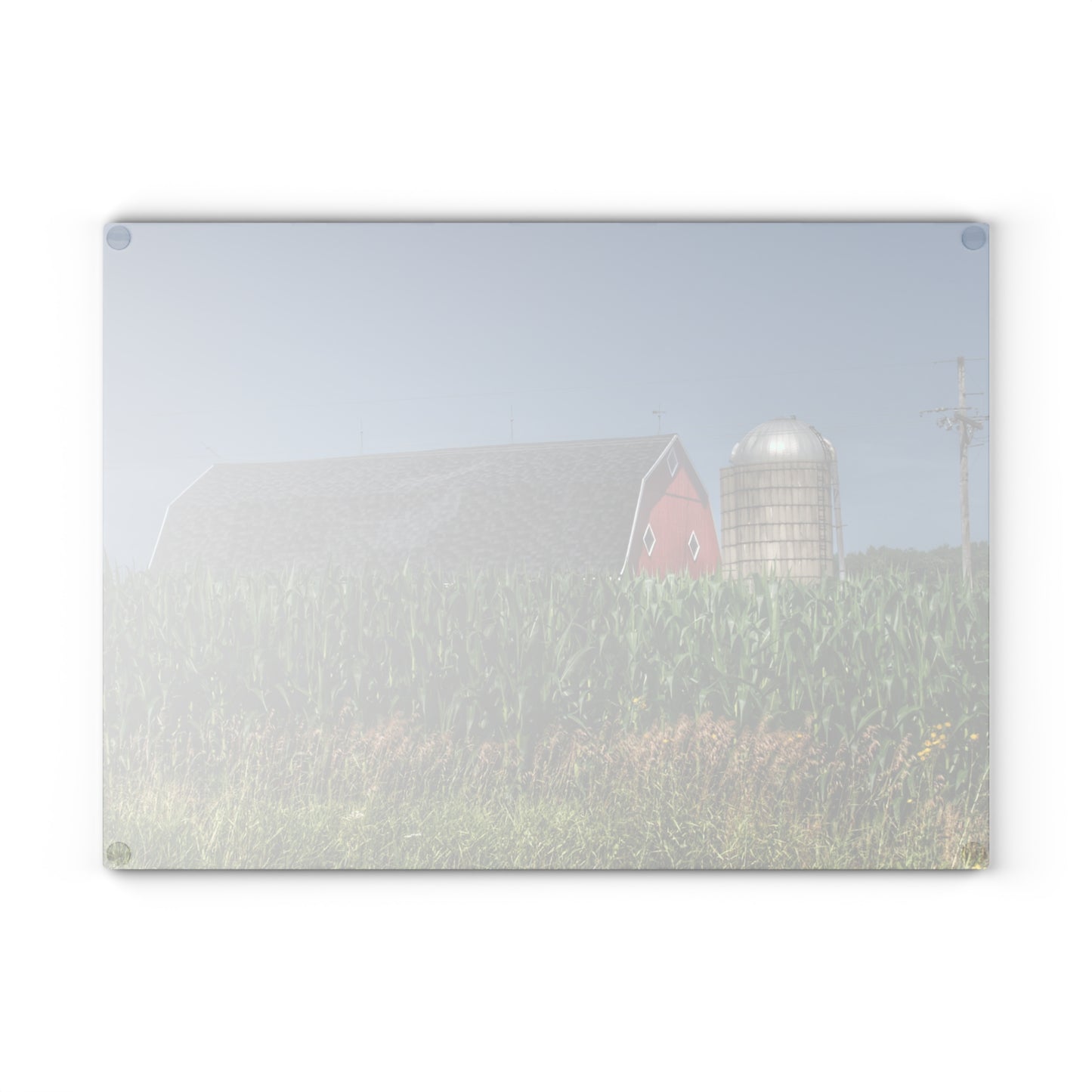 U R There Photography North Lake Pleasant Red Above the Corn Rustic Farmhouse Tempered-Glass Cutting Board