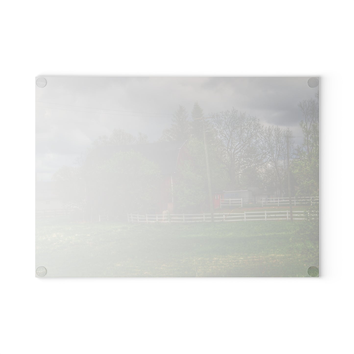 U R There Photography Hassler Lake Hidden Red Rustic Farmhouse Tempered-Glass Cutting Board