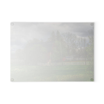 U R There Photography Hassler Lake Hidden Red Rustic Farmhouse Tempered-Glass Cutting Board