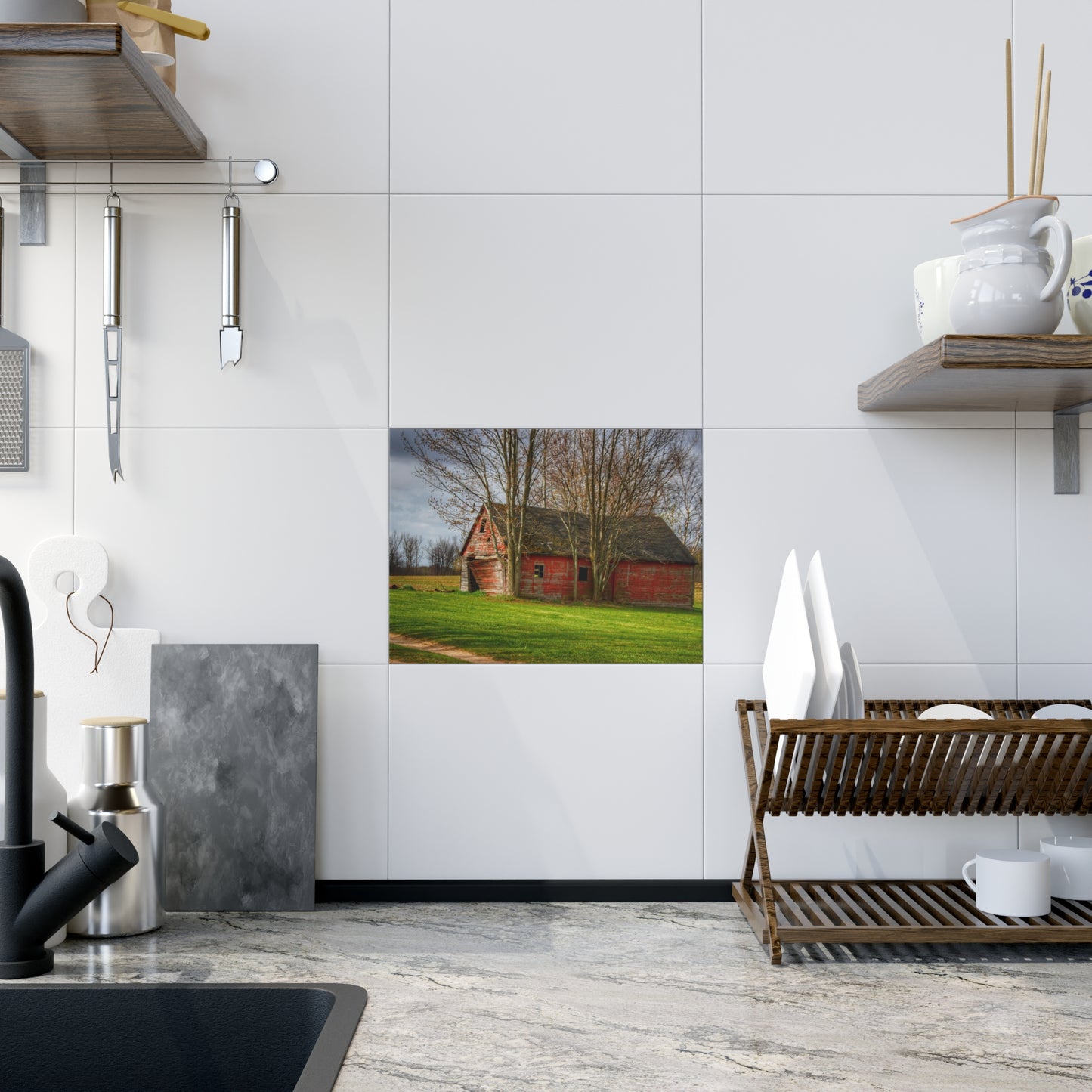 U R There Photography Centerline Shack Rustic Farmhouse Decorative Ceramic Tile