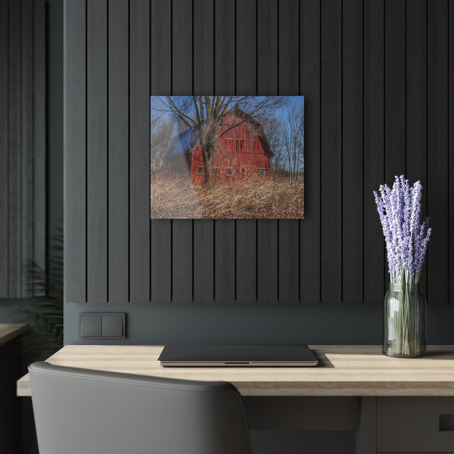 U R There Photography East Dodge Road Red Rustic Farmhouse Acrylic Wall Print