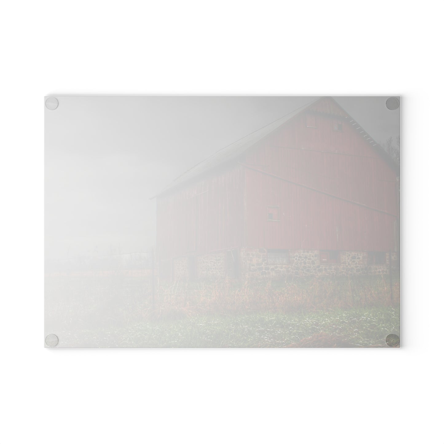 U R There Photography Bowers Road Red III Rustic Farmhouse Tempered-Glass Cutting Board