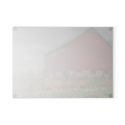 U R There Photography Bowers Road Red III Rustic Farmhouse Tempered-Glass Cutting Board