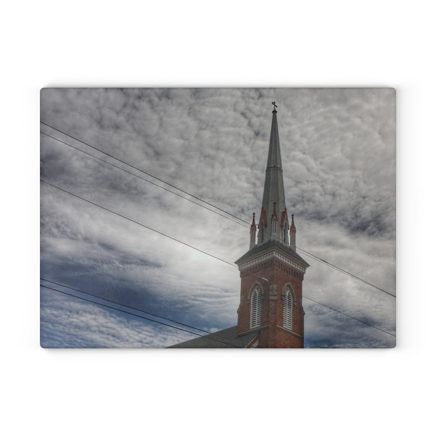 U R There Photography Frankenmuth Catholic Church Rustic Farmhouse Tempered-Glass Cutting Board