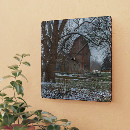 Barn Boutique Rustic Acrylic Analog Wall Clock| Bishop Road Winter Red I