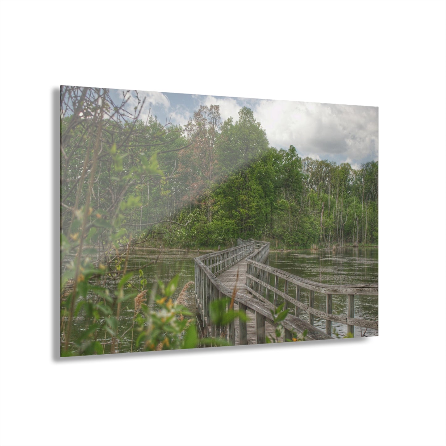 Barn Boutique Modern Farmhouse Acrylic Wall Print| Linear Park Bridge in Lapeer I