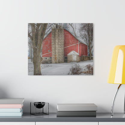 U R There Photography Frenchline Road Red in Winter Rustic Farmhouse Acrylic Wall Print