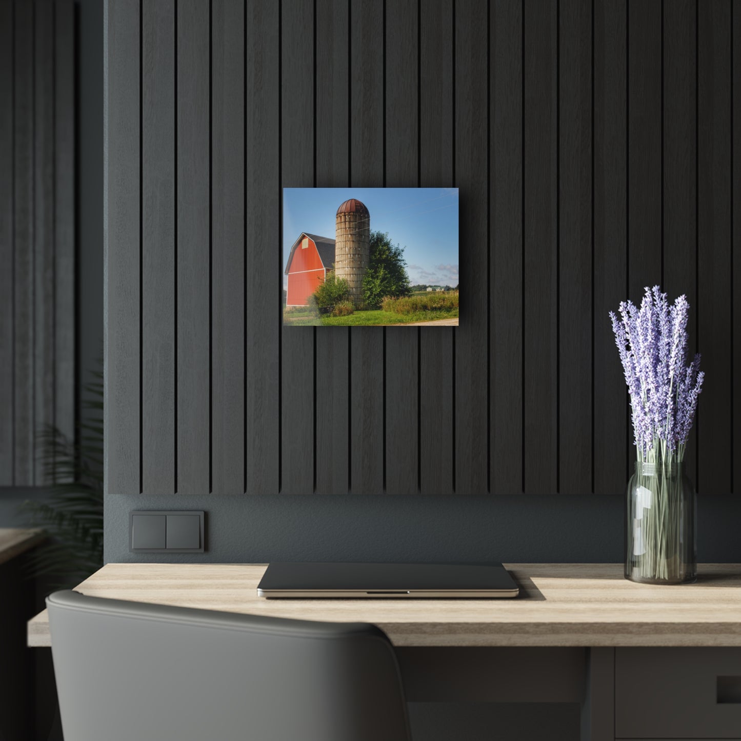 U R There Photography August Red and Silo Rustic Farmhouse Acrylic Wall Print