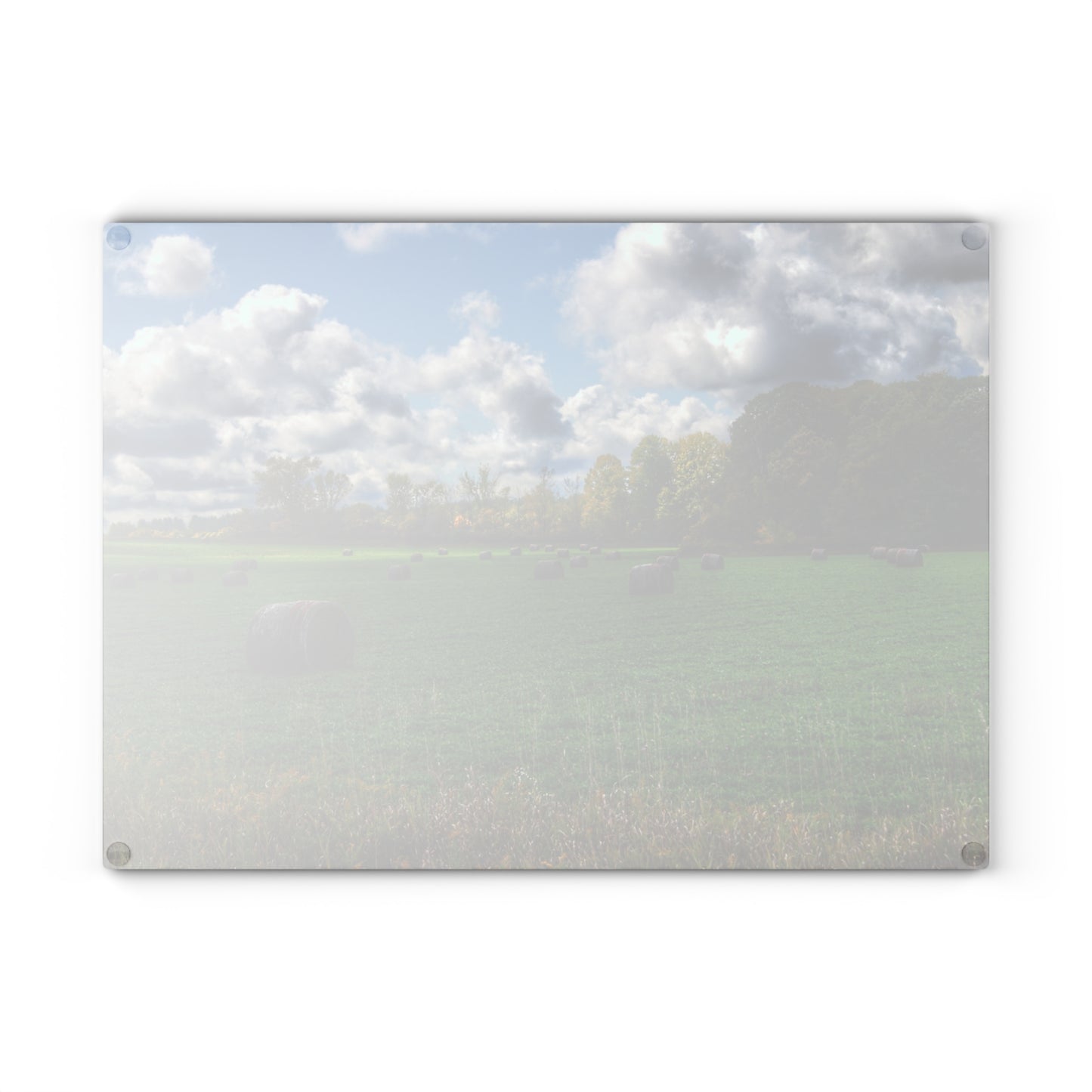 U R There Photography Haybale Heaven 2020 Rustic Farmhouse Tempered-Glass Cutting Board