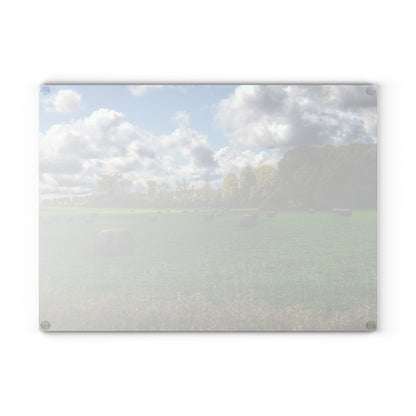 U R There Photography Haybale Heaven 2020 Rustic Farmhouse Tempered-Glass Cutting Board