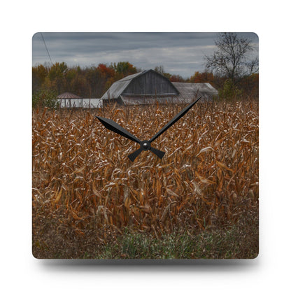 U R There Photography North State Road Grey Rustic Farmhouse Acrylic Analog Wall Clock