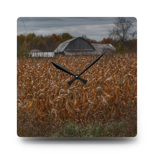 North State Road Grey Rustic Farmhouse Acrylic Analog Wall Clock 10.75'' × 10.75'' (Square)