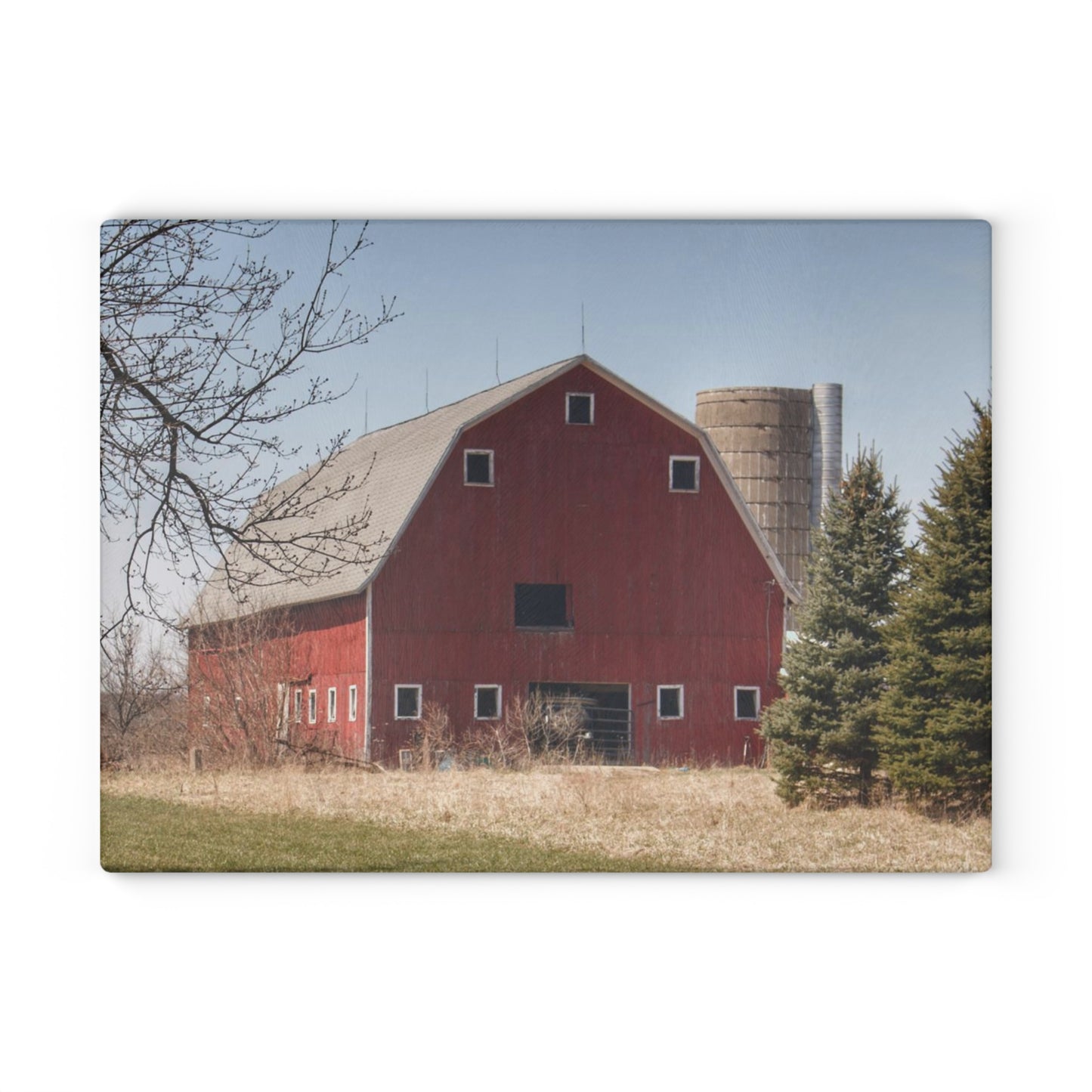 U R There Photography Hadley Red II Rustic Farmhouse Tempered-Glass Cutting Board