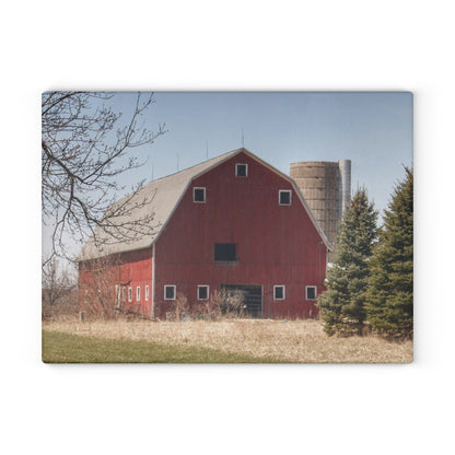 U R There Photography Hadley Red II Rustic Farmhouse Tempered-Glass Cutting Board