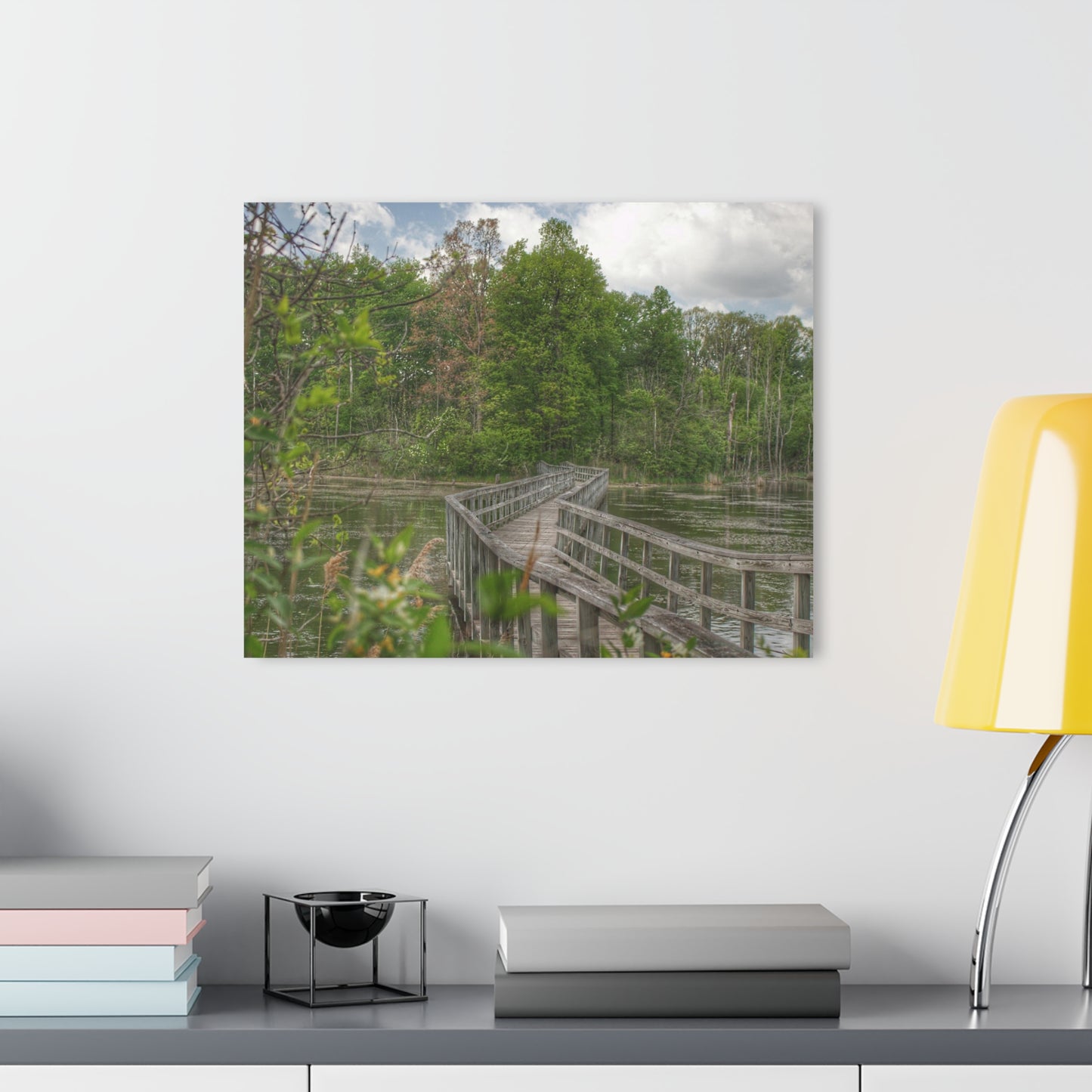 Barn Boutique Modern Farmhouse Acrylic Wall Print| Linear Park Bridge in Lapeer I