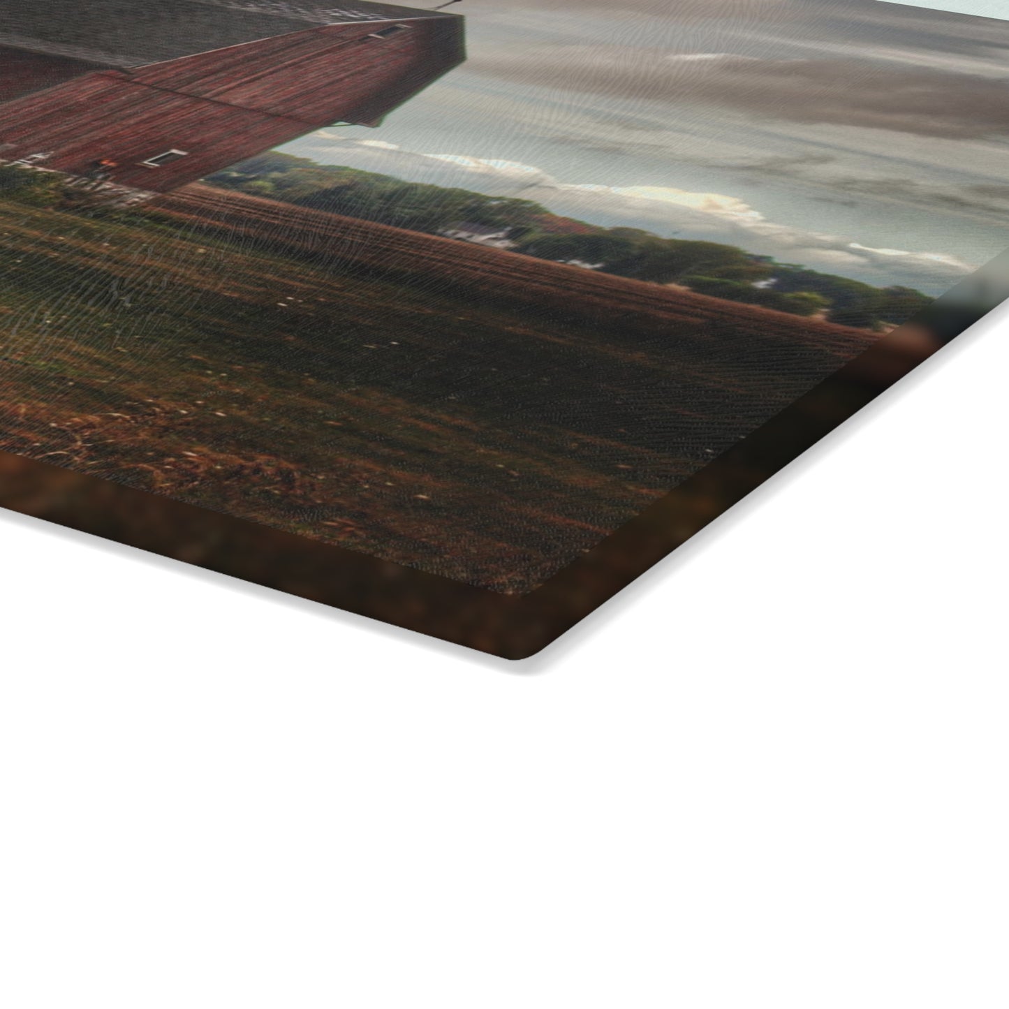 U R There Photography Fairgrove-Deckerville Red I Rustic Farmhouse Tempered-Glass Cutting Board