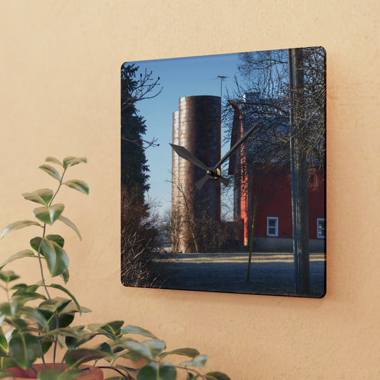 U R There Photography Newark Hidden Red Rustic Farmhouse Acrylic Analog Wall Clock