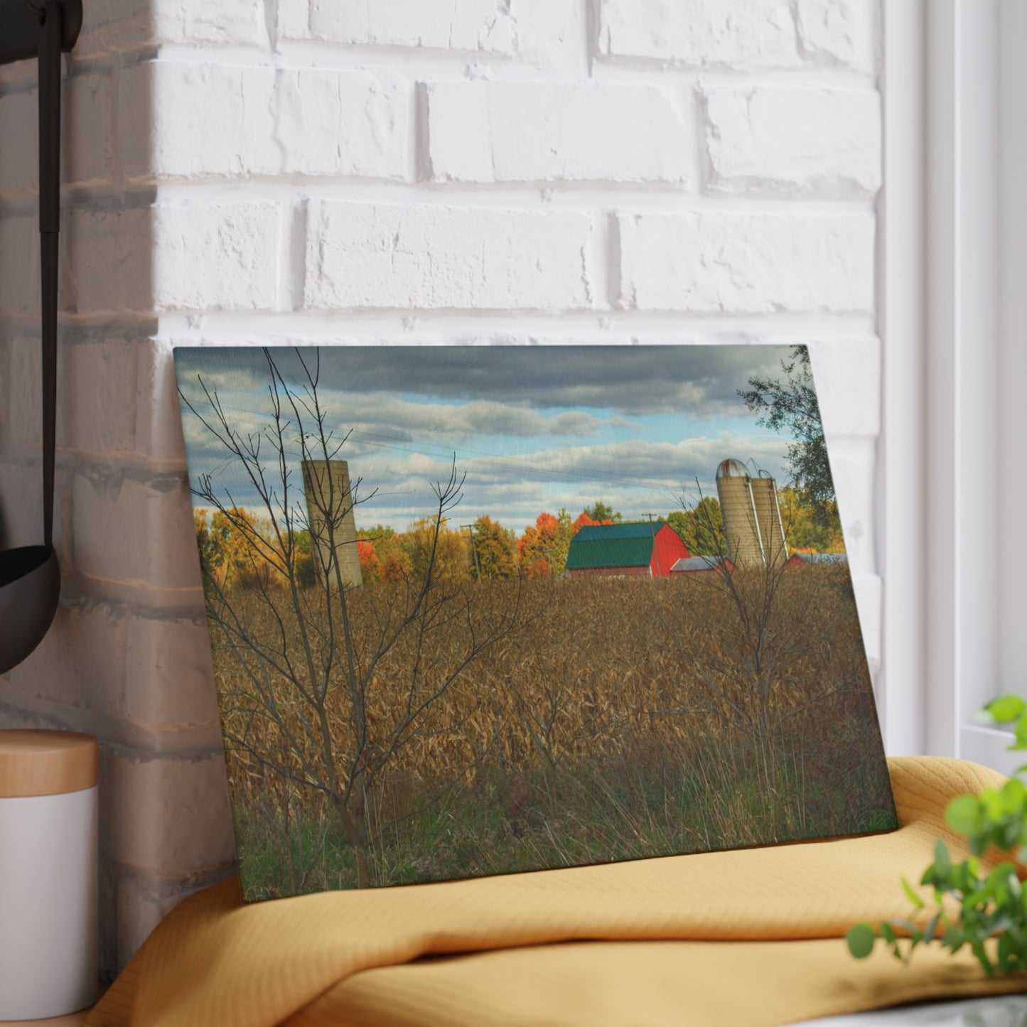 U R There Photography Beyond the Harvest Corn II Rustic Farmhouse Tempered-Glass Cutting Board