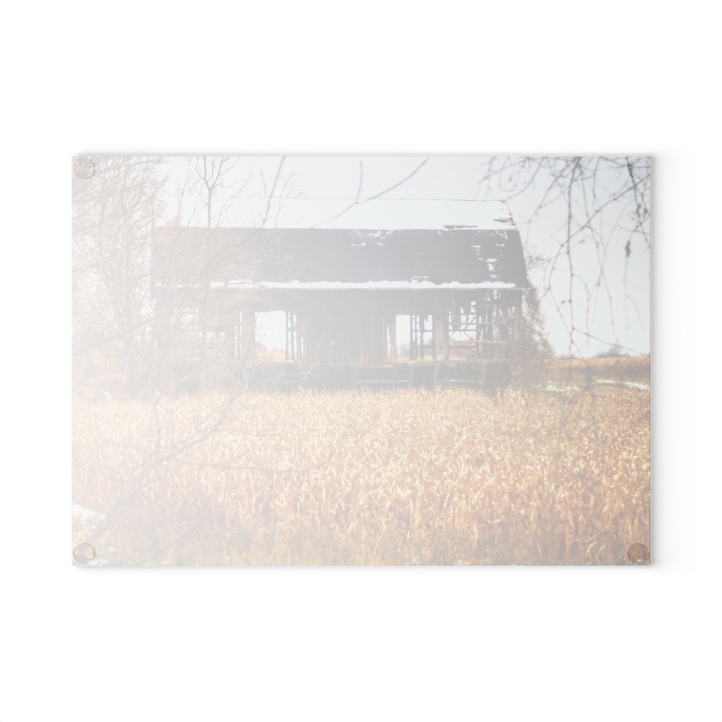 U R There Photography North Oxford Road Grey II Rustic Farmhouse Tempered-Glass Cutting Board