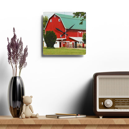 U R There Photography Stewart Road Red II Rustic Farmhouse Acrylic Analog Wall Clock