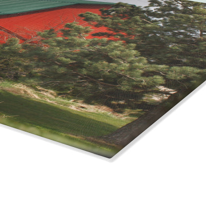 U R There Photography McAlpine Hidden Red Rustic Farmhouse Tempered-Glass Cutting Board