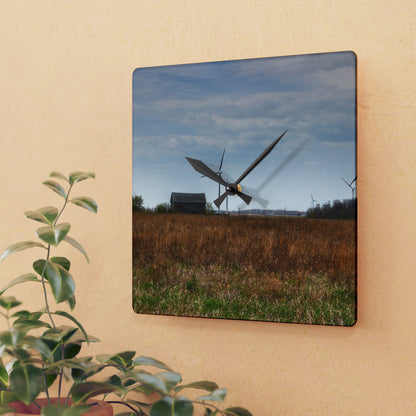 U R There Photography Surin Road Grey Rustic Farmhouse Acrylic Analog Wall Clock