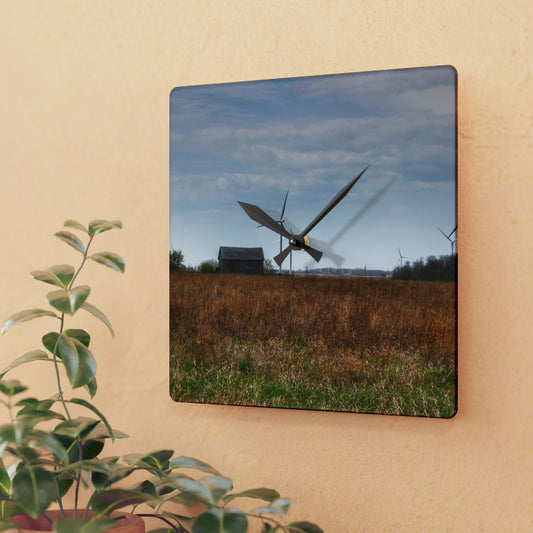U R There Photography Surin Road Grey Rustic Farmhouse Acrylic Analog Wall Clock