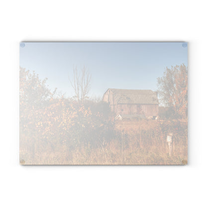 U R There Photography Clothier Road Red I Rustic Farmhouse Tempered-Glass Cutting Board