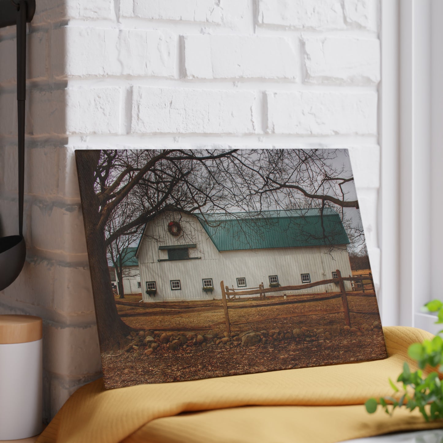 U R There Photography Wilder Road White Rustic Farmhouse Tempered-Glass Cutting Board
