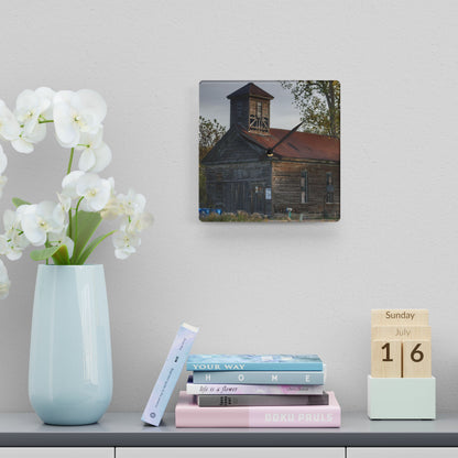 U R There Photography Taylor Road Church of Old Rustic Farmhouse Acrylic Analog Wall Clock
