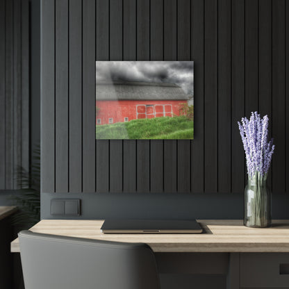 U R There Photography Square Road Red II Rustic Farmhouse Acrylic Wall Print