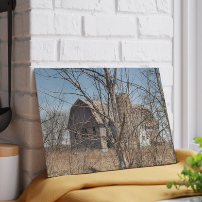 U R There Photography Hill Road Hidden Grey III Rustic Farmhouse Tempered-Glass Cutting Board