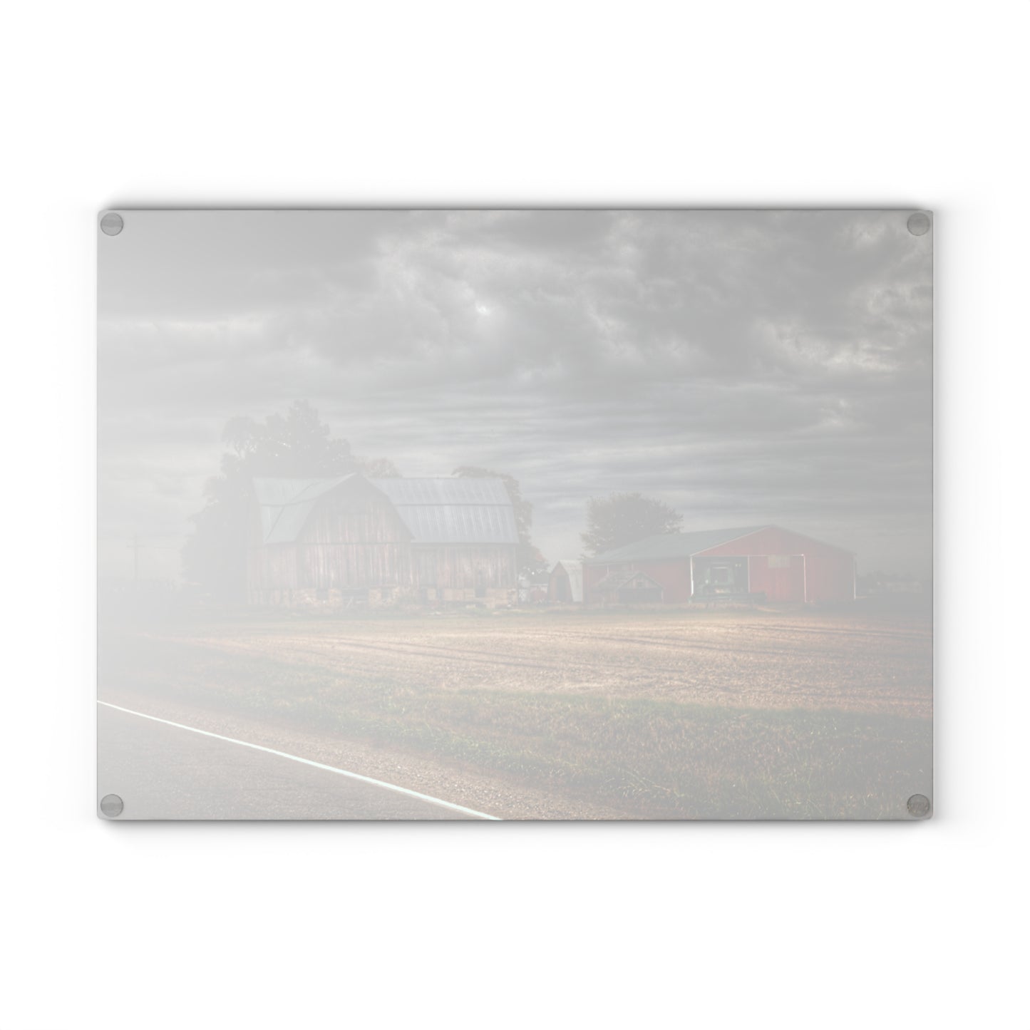 Barn Boutique Rustic Tempered-Glass Cutting Board| Snover Road Red II